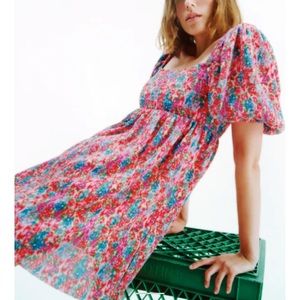 Zara Pleated Printed Dress